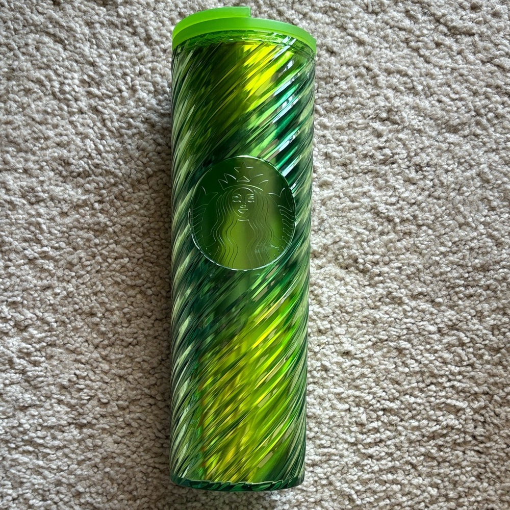 Starbucks Venti 24oz Lime Green Swirl Iridescent Cold Cup Tumbler Siren Logo